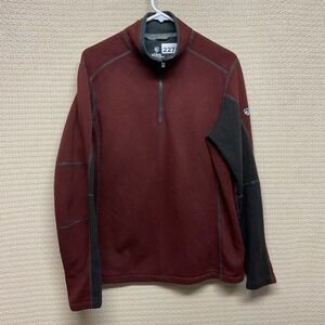 Kuhl Men's Sz M‎ Gray Burgundy Quarter Zip Pullover Sweater Sherpa Lined